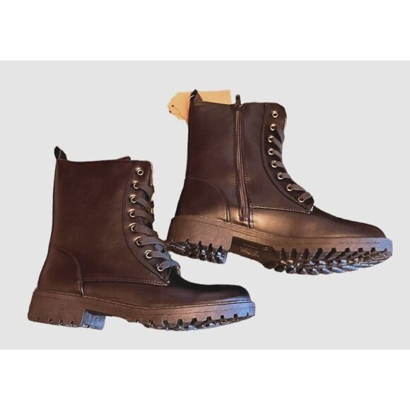 Ready Salted New In Box Women's Black Combat Boots Size 9 - Picture 2 of 6